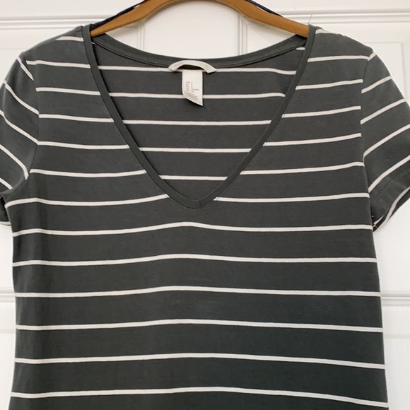 H&M Dark Green and White Striped Dress - Picture 4 of 11